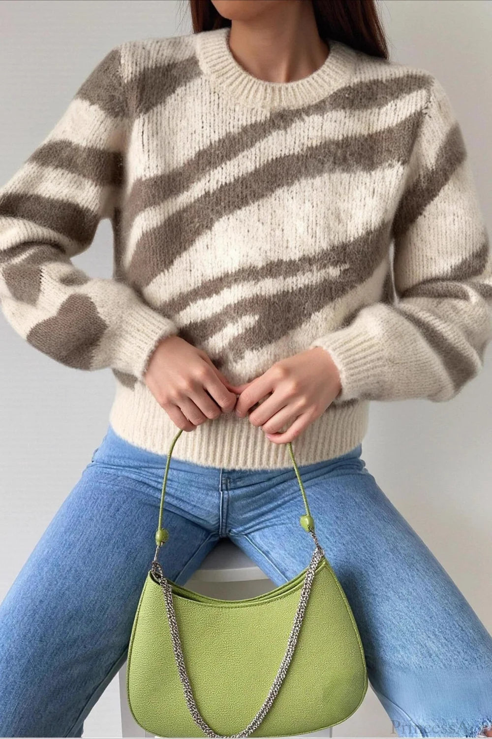 Korean Style Thickened Slouchy Crew Neck Loose Knit Sweater