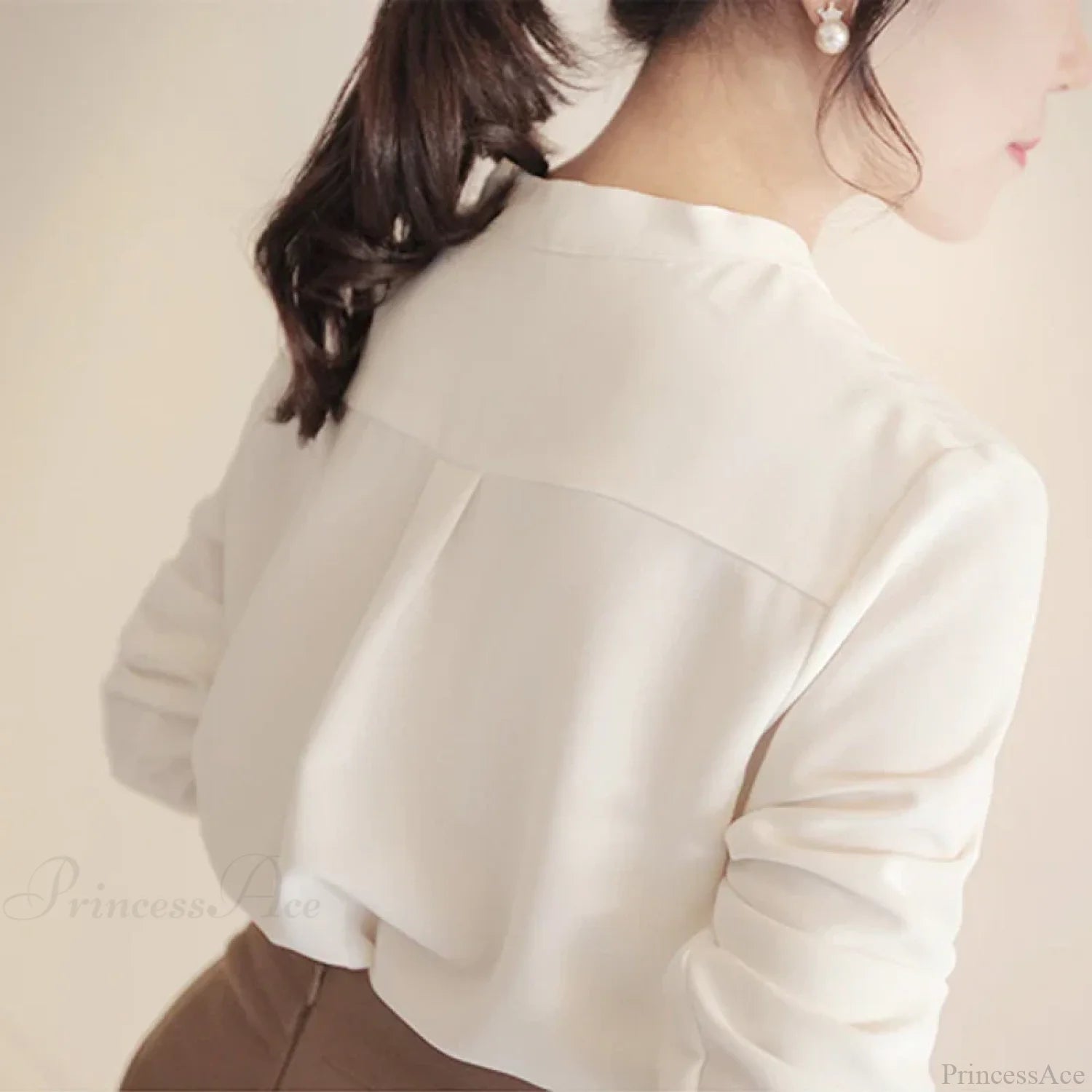 Korean Style V-neck Loose Chiffon Office Blouse blouse-250126