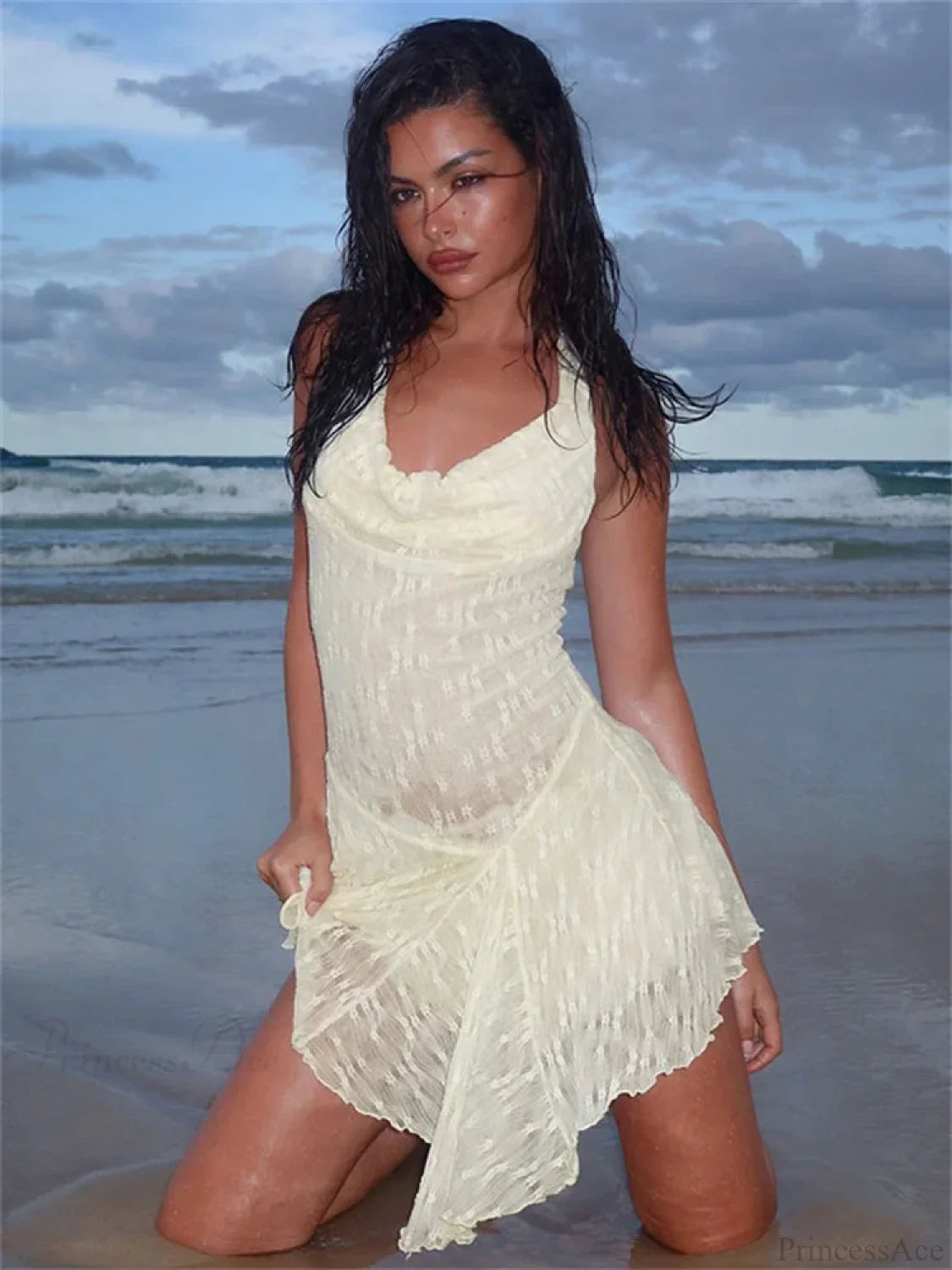 Lace Backless Printed Mini Dress minidress-250223