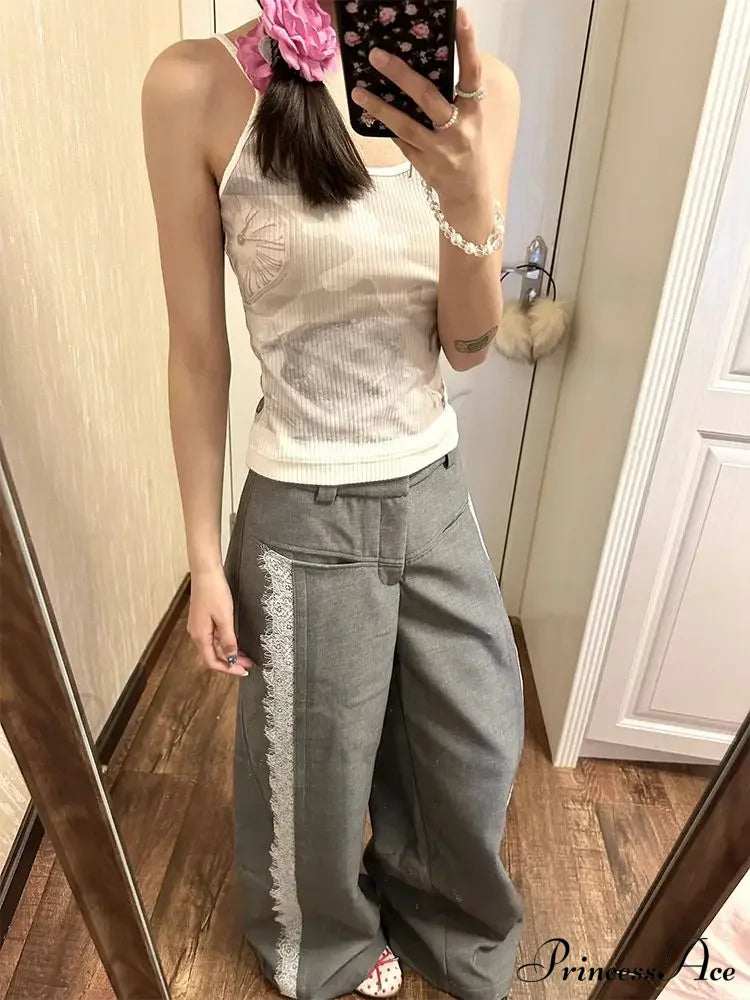 Lace Baggy High Charming Waist Loose Trousers