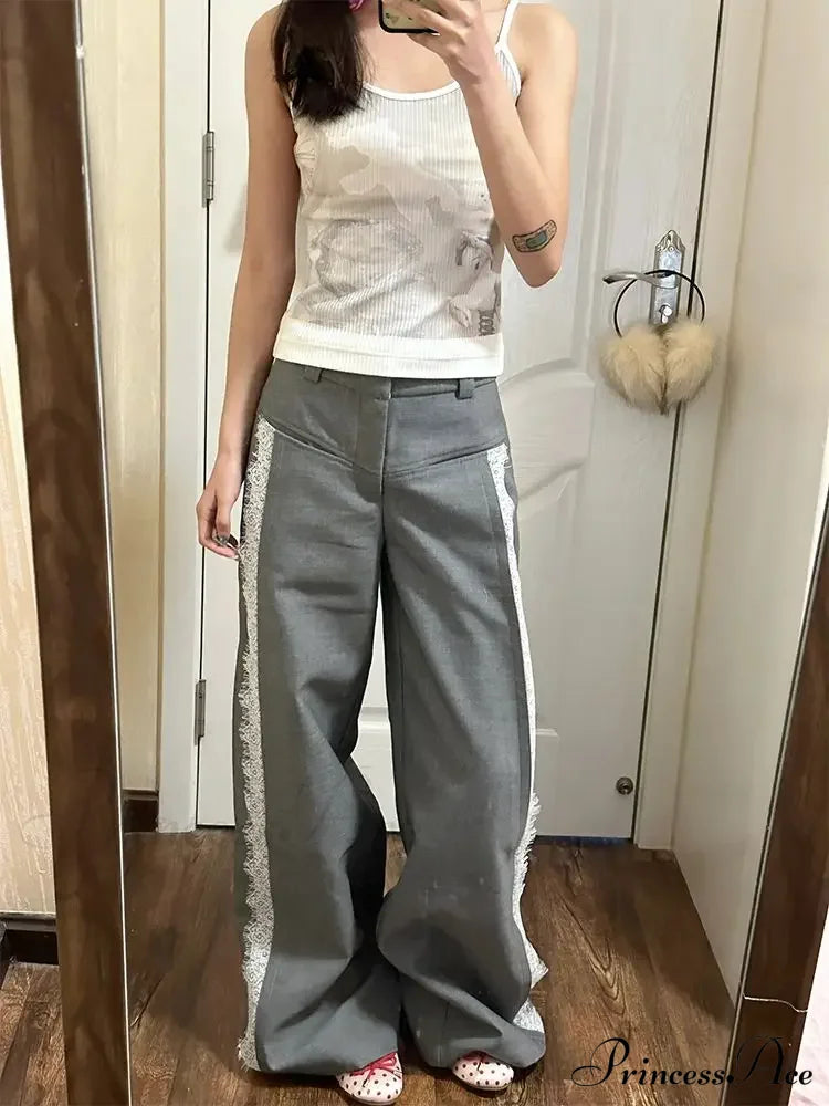 Lace Baggy High Charming Waist Loose Trousers