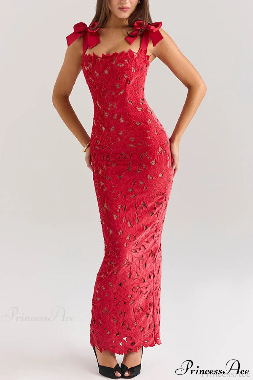 Lace Bow Bodycon Party Dress