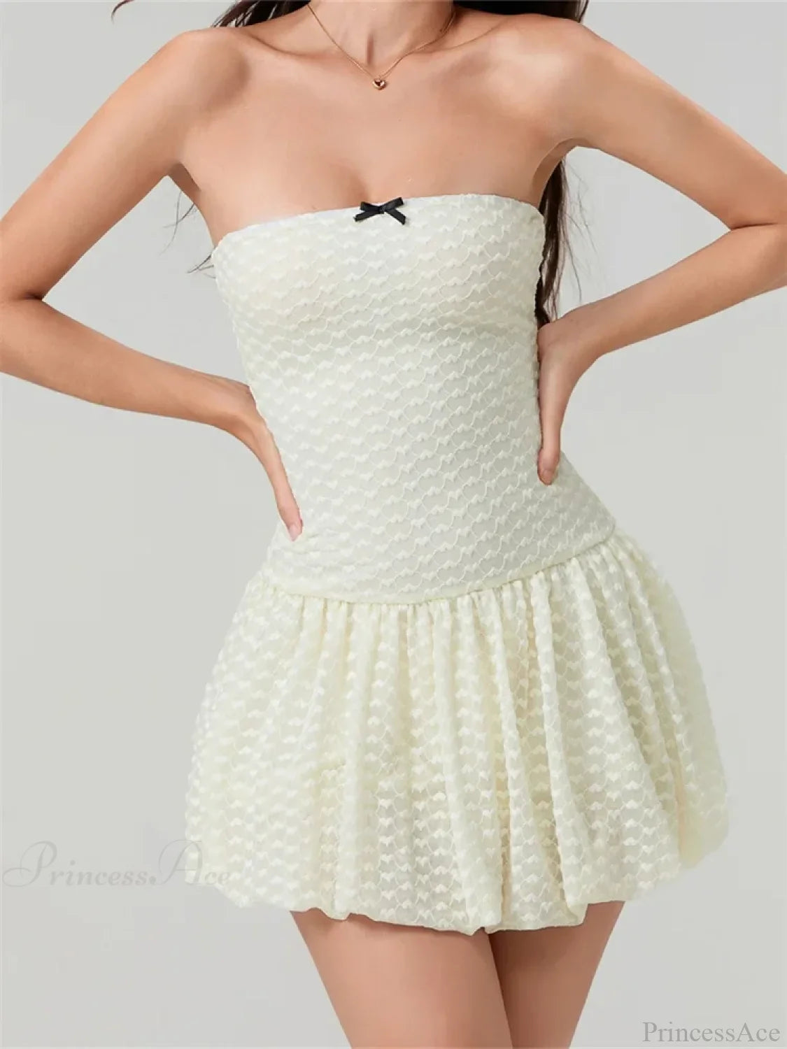 Lace Bow Off-Shoulder Mini Dress minidress-250223