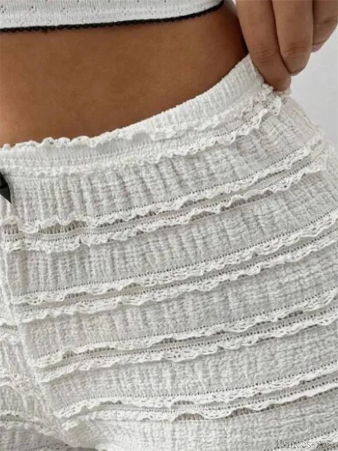 Lace Bow Patchwork Stretch Short short-250223