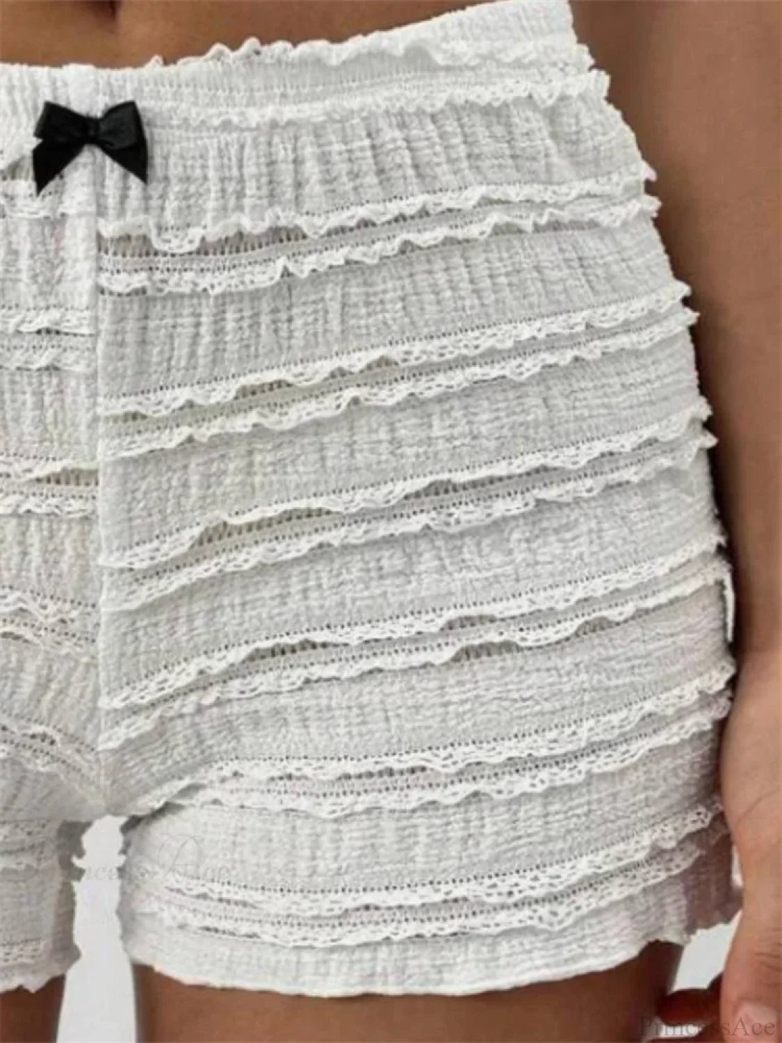 Lace Bow Patchwork Stretch Short short-250223
