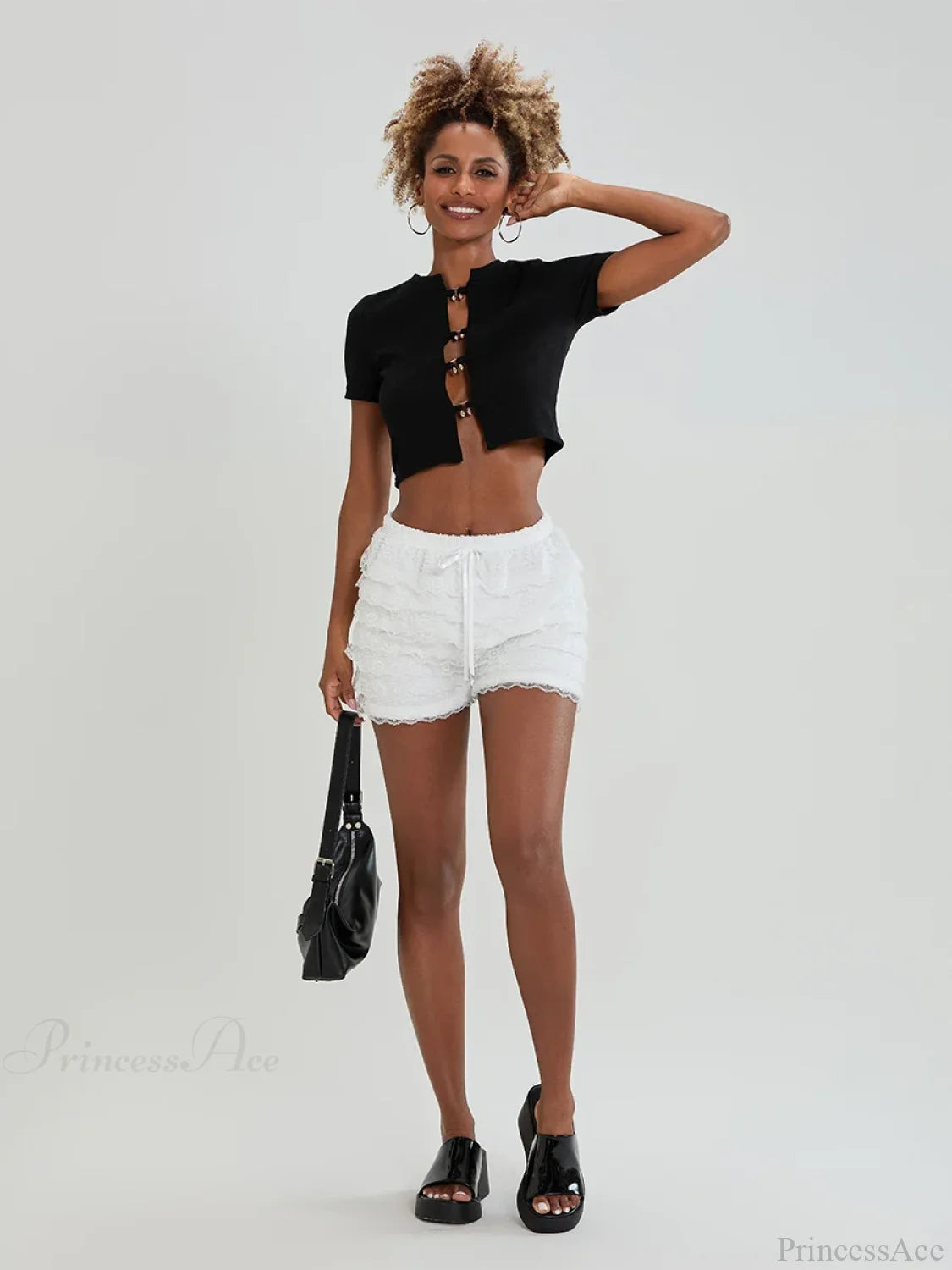 Lace Bow Tiered Bloomer Short short-250223