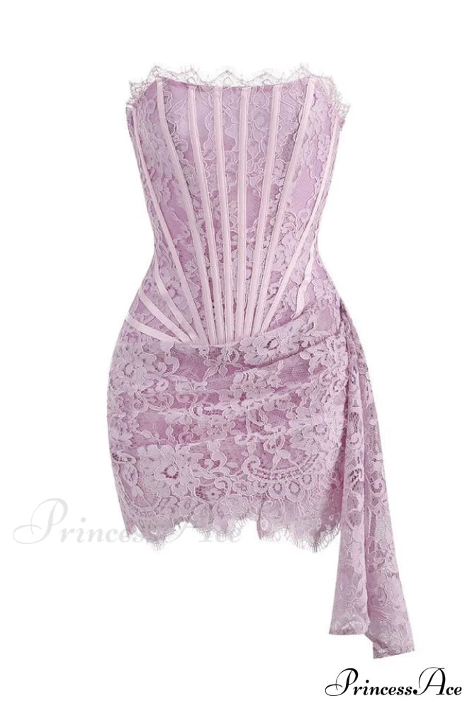 Lace Corset Stylish Draped Mini Dress
