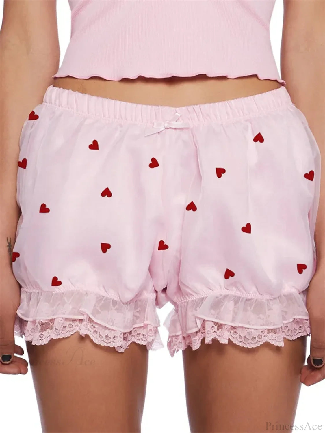 Lace Heart Bow Bloomer Short pink / S short-250223