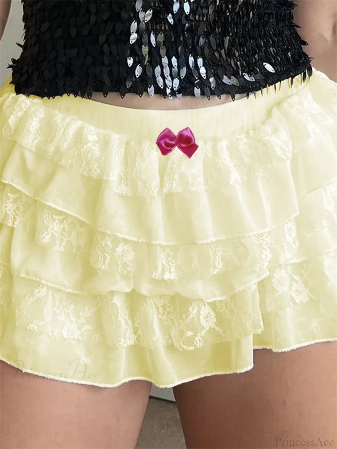 Lace Layered Bow Bloomer Short yellow / S short-250223