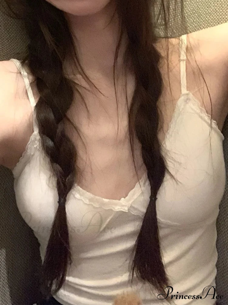 Lace Paneled Button Trendy Long Sleeve Knit Top White / One Size Tank Tops&Camis