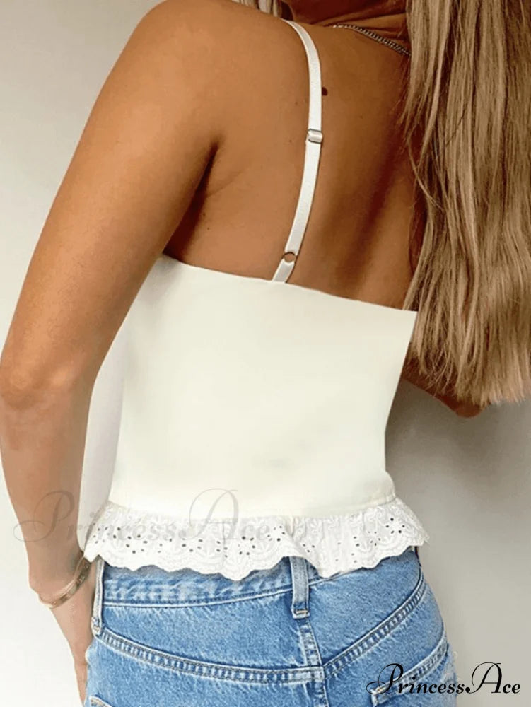 Lace Paneled Graceful Pu Corset Top Tops&Tees