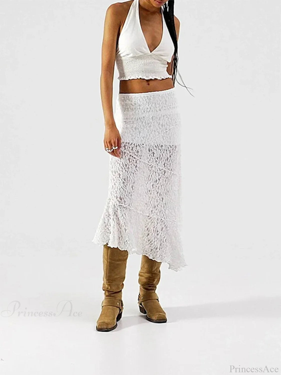 Lace Patchwork Low Waist Summer Long Skirt Casual Skirt skirt-250126