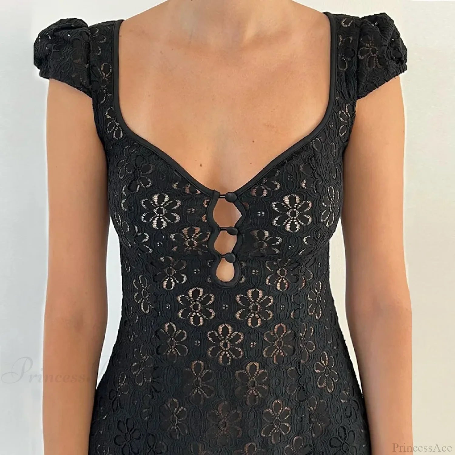 Lace Ruffle Backless Mini Dress minidress-250223