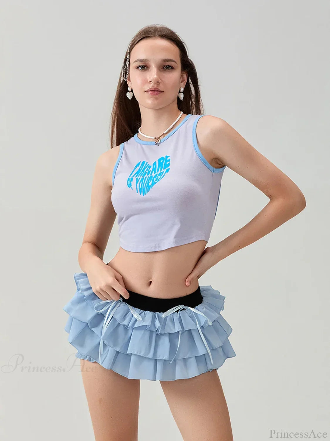 Lace Tiered Bow Skort Short short-250223