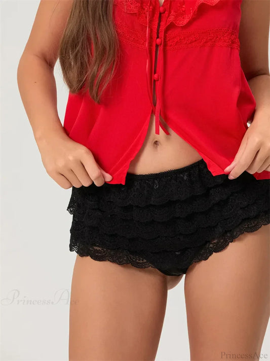 Lace Tiered Ruffle Lolita Short short-250223