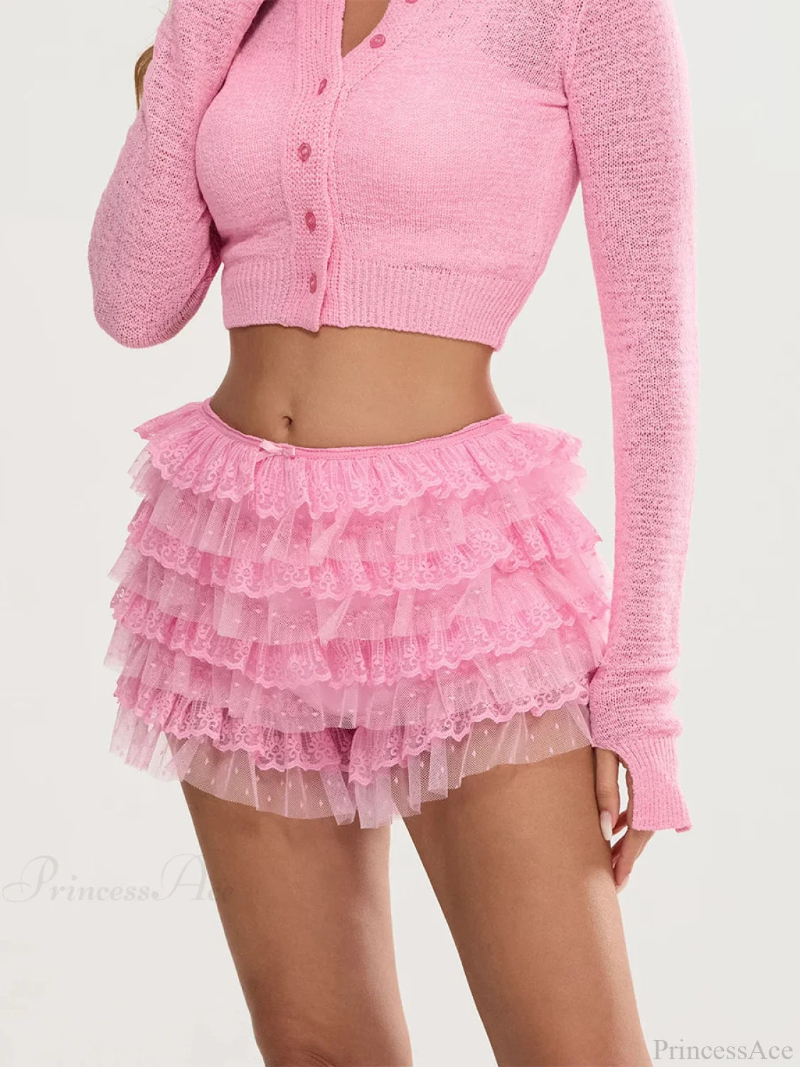 Lace Trim Multi-Layer Bloomer Short short-250223