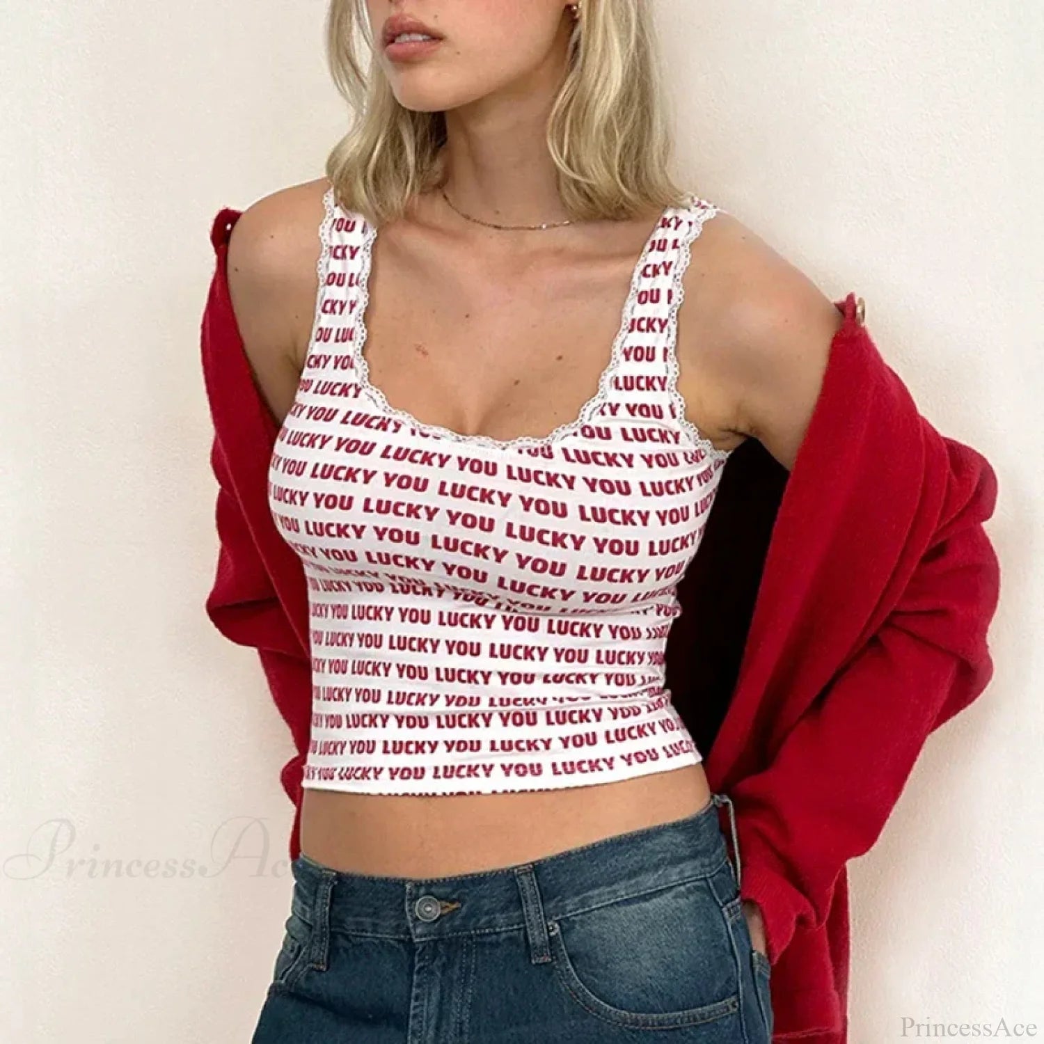 Lace Trim Slim Fit Y2K Summer Floral Sleeveless Casual Basic Crop Top Black / S croptop-250126