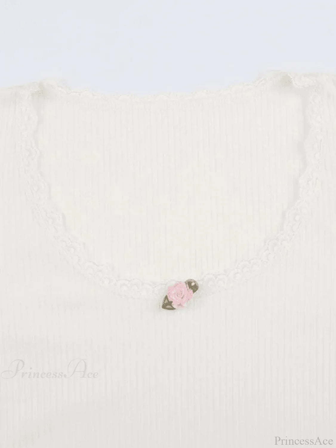 Lace Trim White Ribbed Modern Knit Crop Cami Top Sweaters