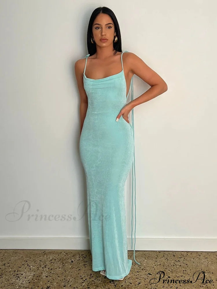 Lace-Up Backless Dress M / Red Party Dresses-L