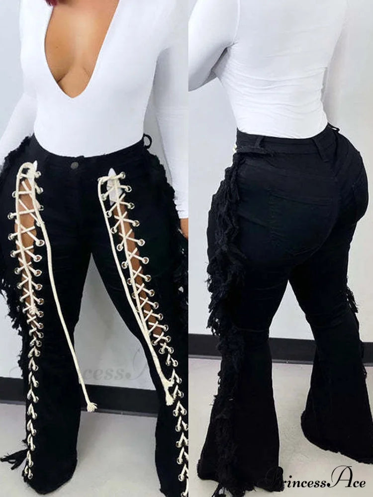 Lace Up Graceful Tank Top Jeans