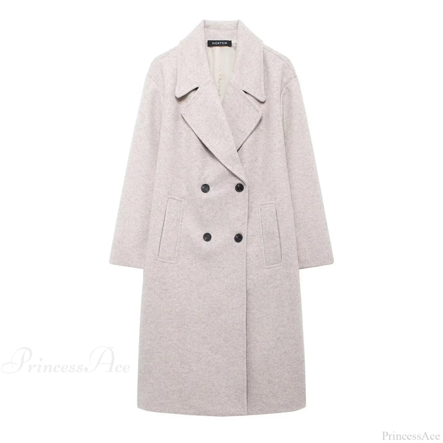 Lace-Up Mao Collar Big Lapel Overcoat Light pink / XS