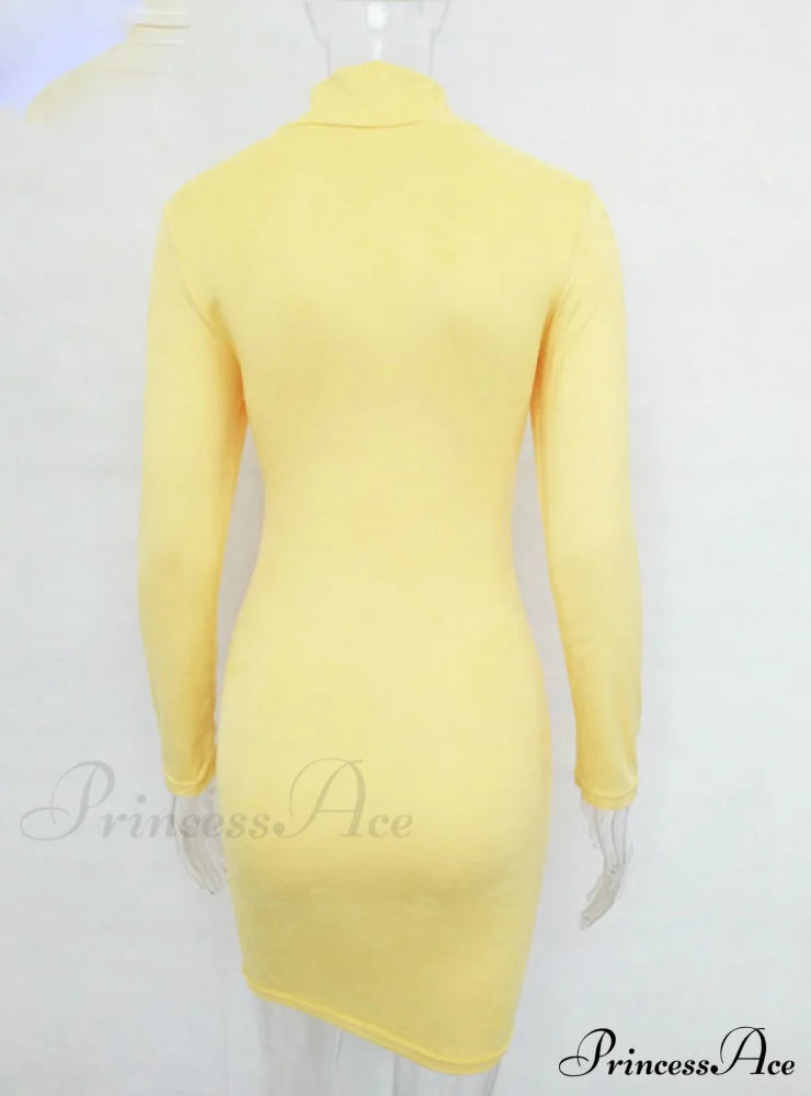 Lace Up Sheath Mini Dress With Long Sleeves S / Red Dresses