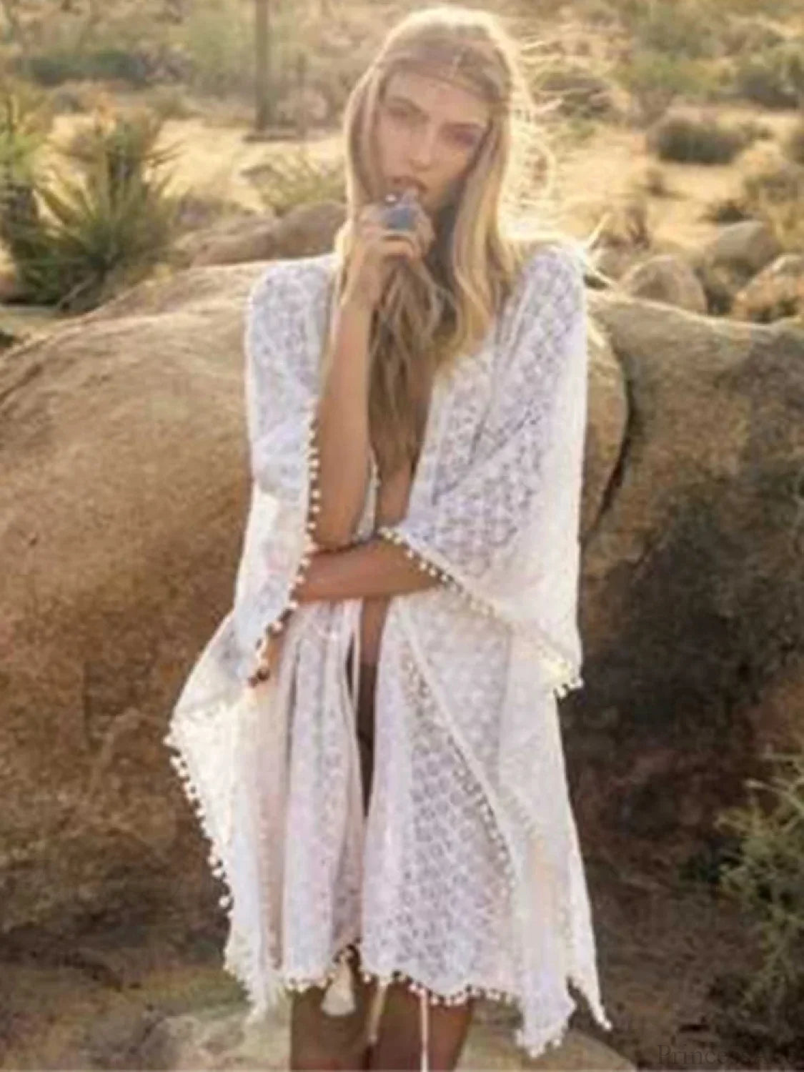 Lace Up Solid Bikini Cover Up White / One Size