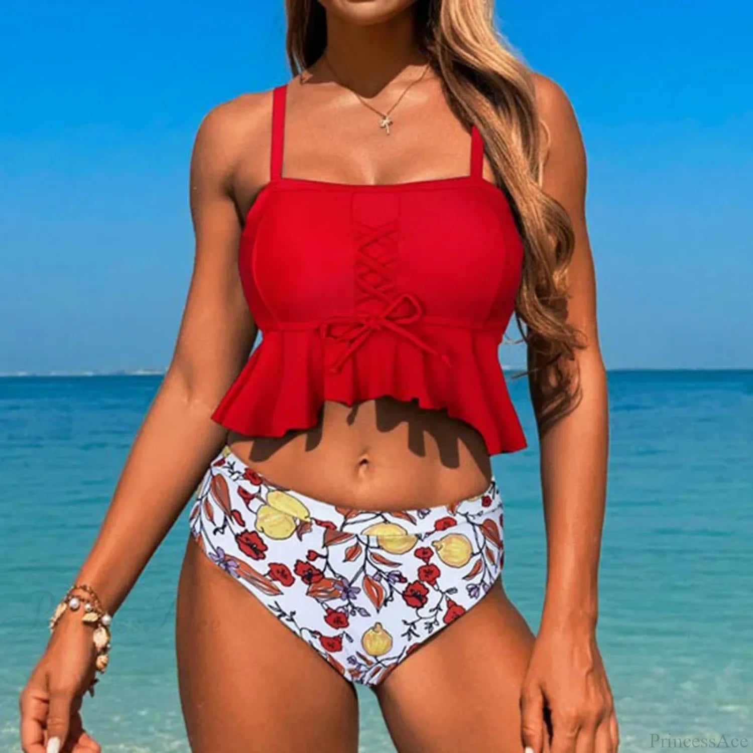 Lace Up Spaghetti Strap Two Piece Set