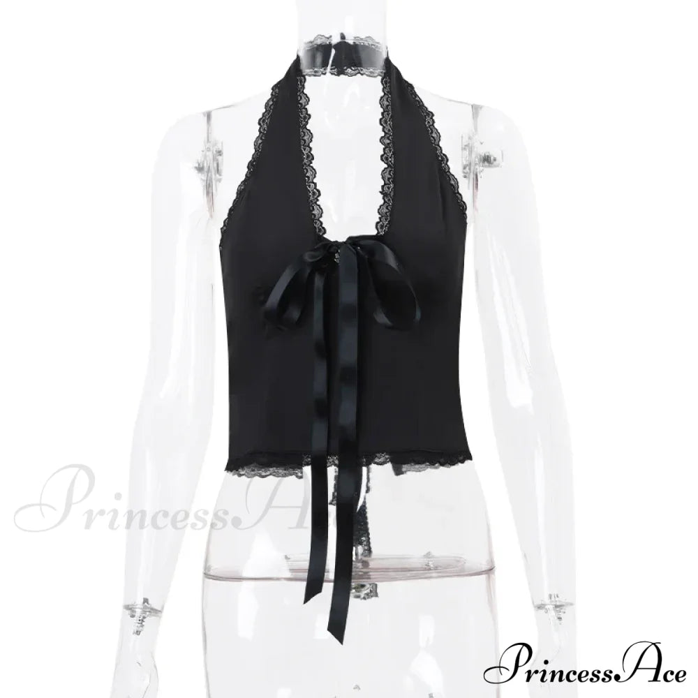 Lace V-Neck Stylish Halter Top Crop