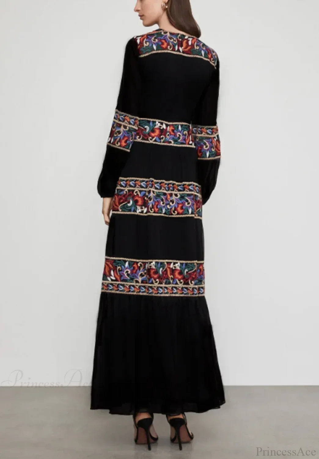 Lantern Long Sleeve V-neck Maxi Dress bohodress-250126