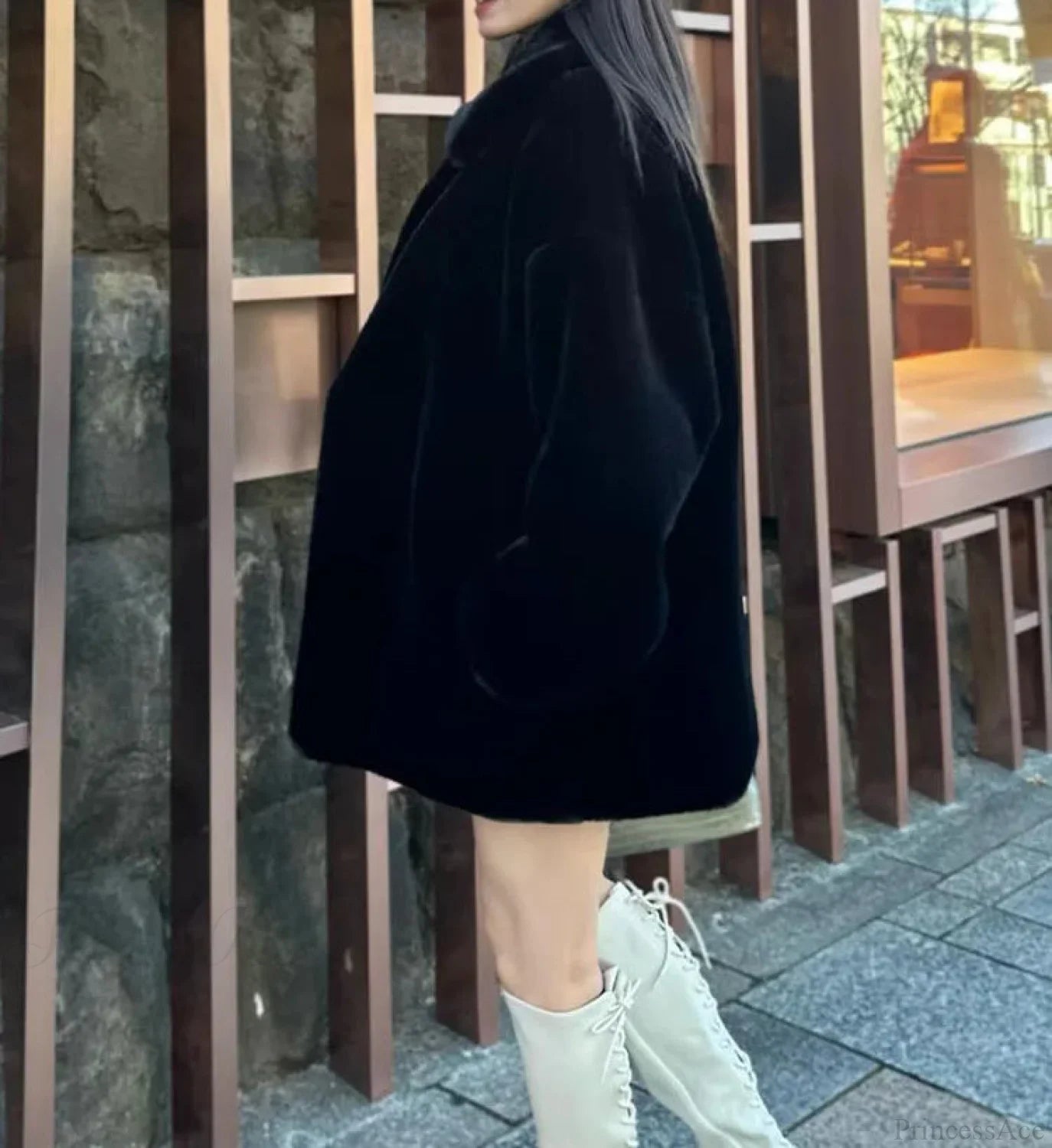 Lapel Faux Fur Vintage Coat Coats-241208