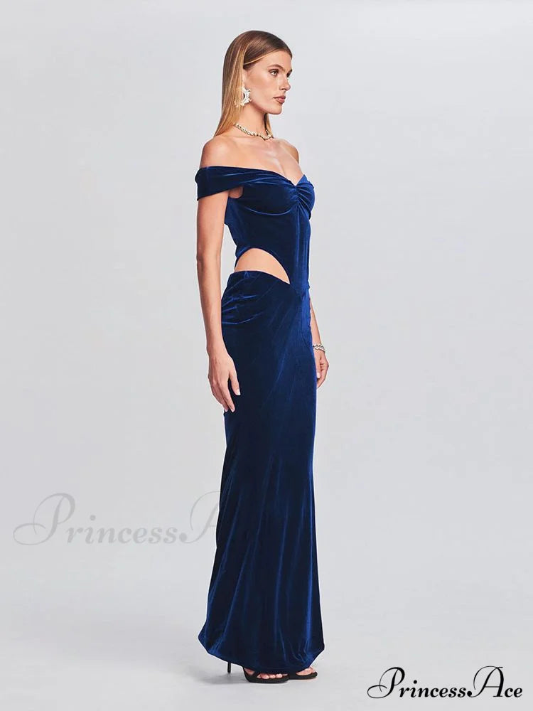 Lara Glitter Stylish Velvet Mermaid Dress S.o. Long Dresses