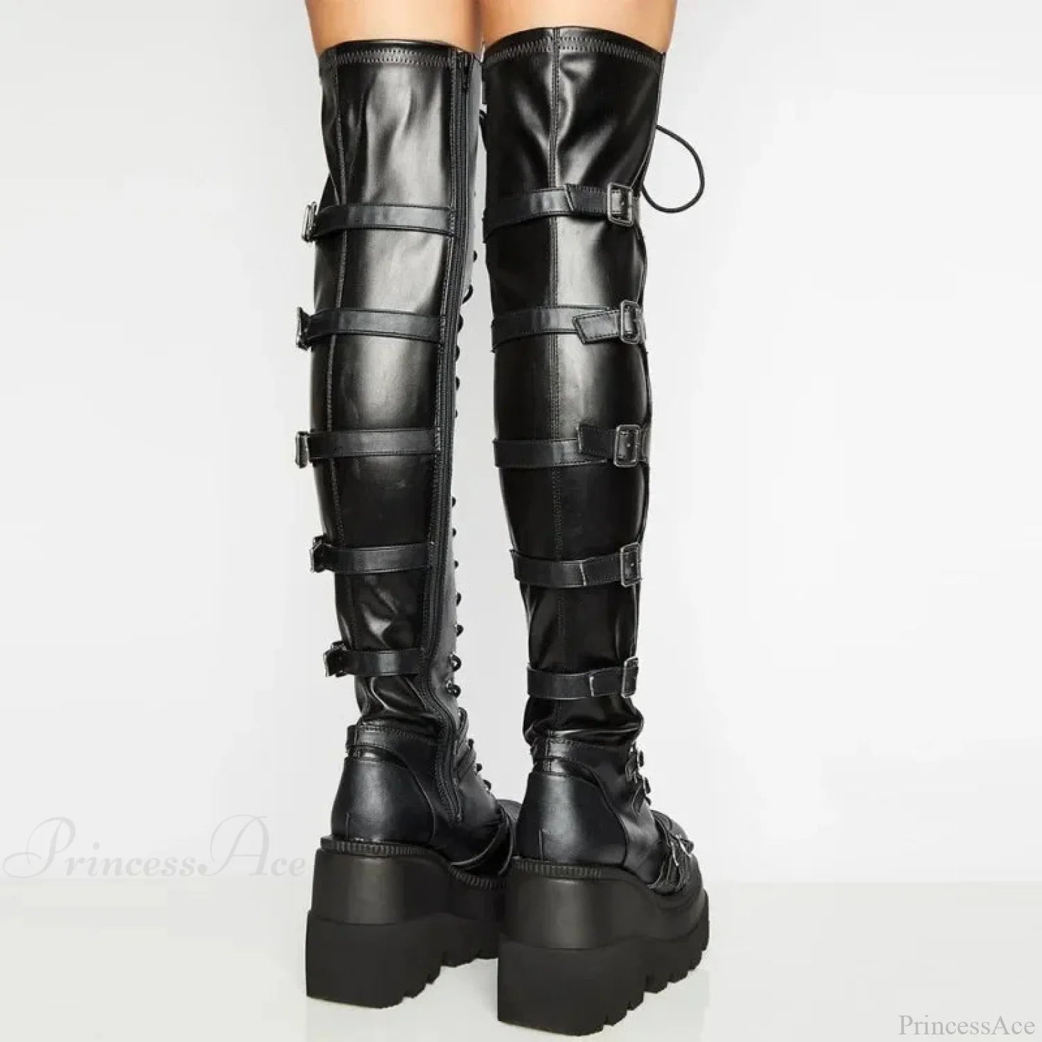 Large Size Costume Buckle Platform Gothic Wedges Boot