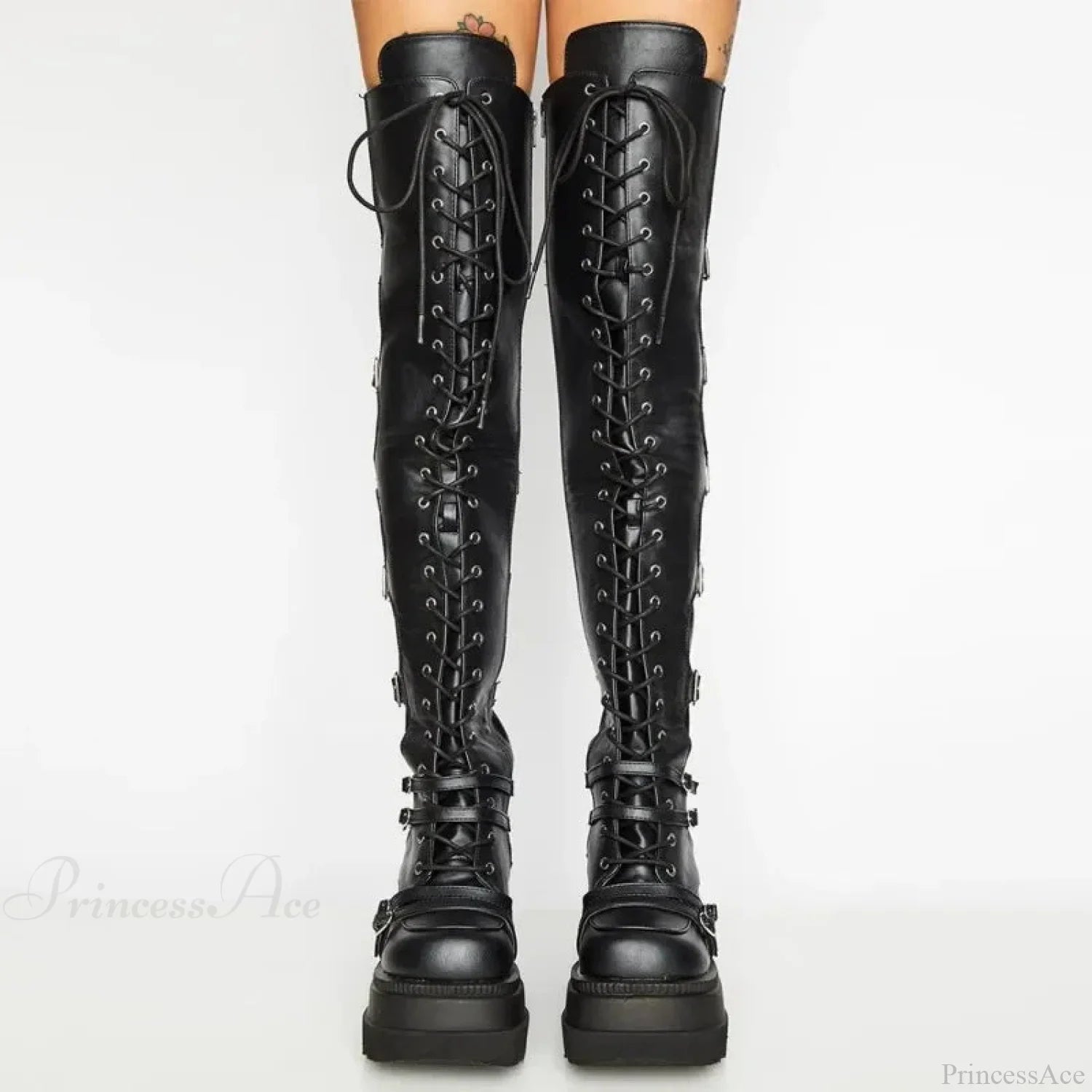 Large Size Costume Buckle Platform Gothic Wedges Boot
