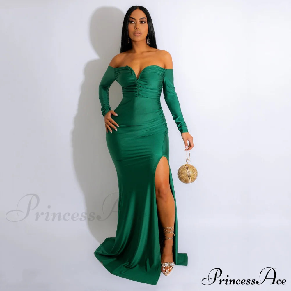 Larsa Formal Velvet Charming And Lace Mermaid Dress Green / S S.o. Long Dresses