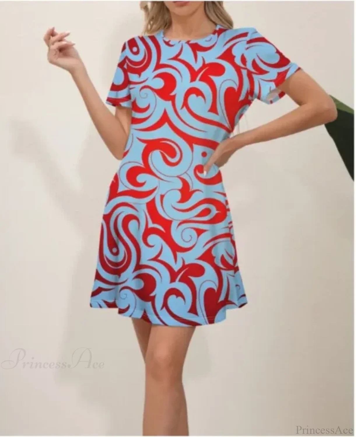 Latest Summer Fashion Floral Print Round Neck Dress color11 / S oldfloraldress-250126