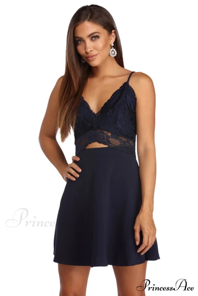Lavish In Lace Skater Dress - Lady Occasions