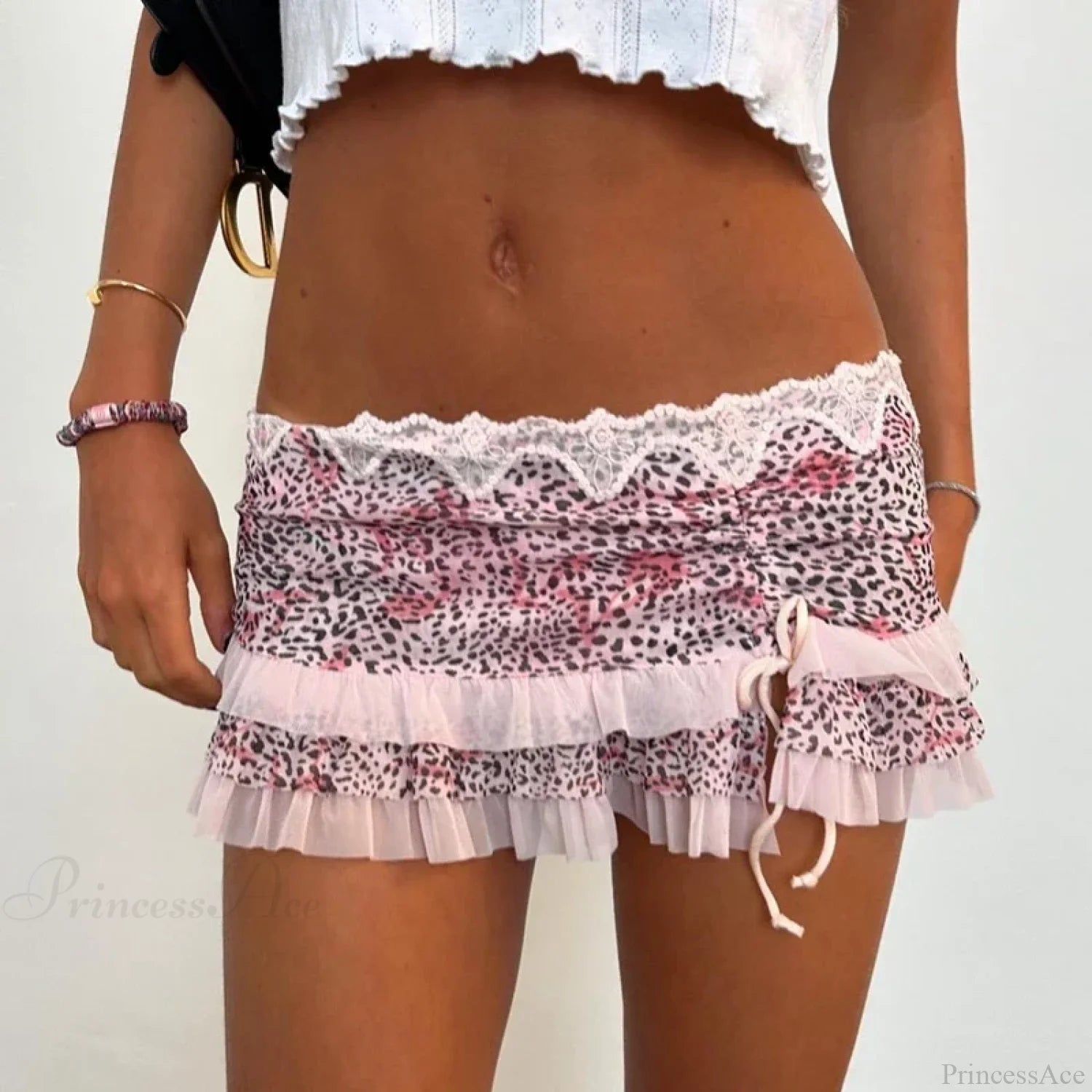 Layered Ruffles A-Line Skirt Pink / S skirts-250223