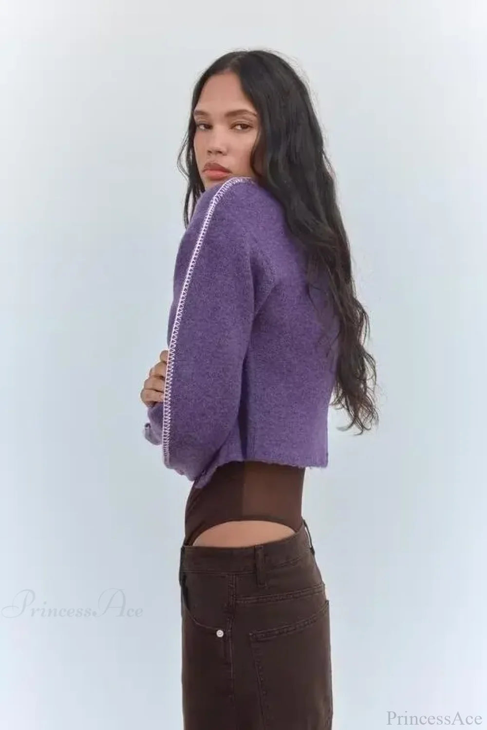 Lazy Loose High Collar Long Sleeve Cardigan