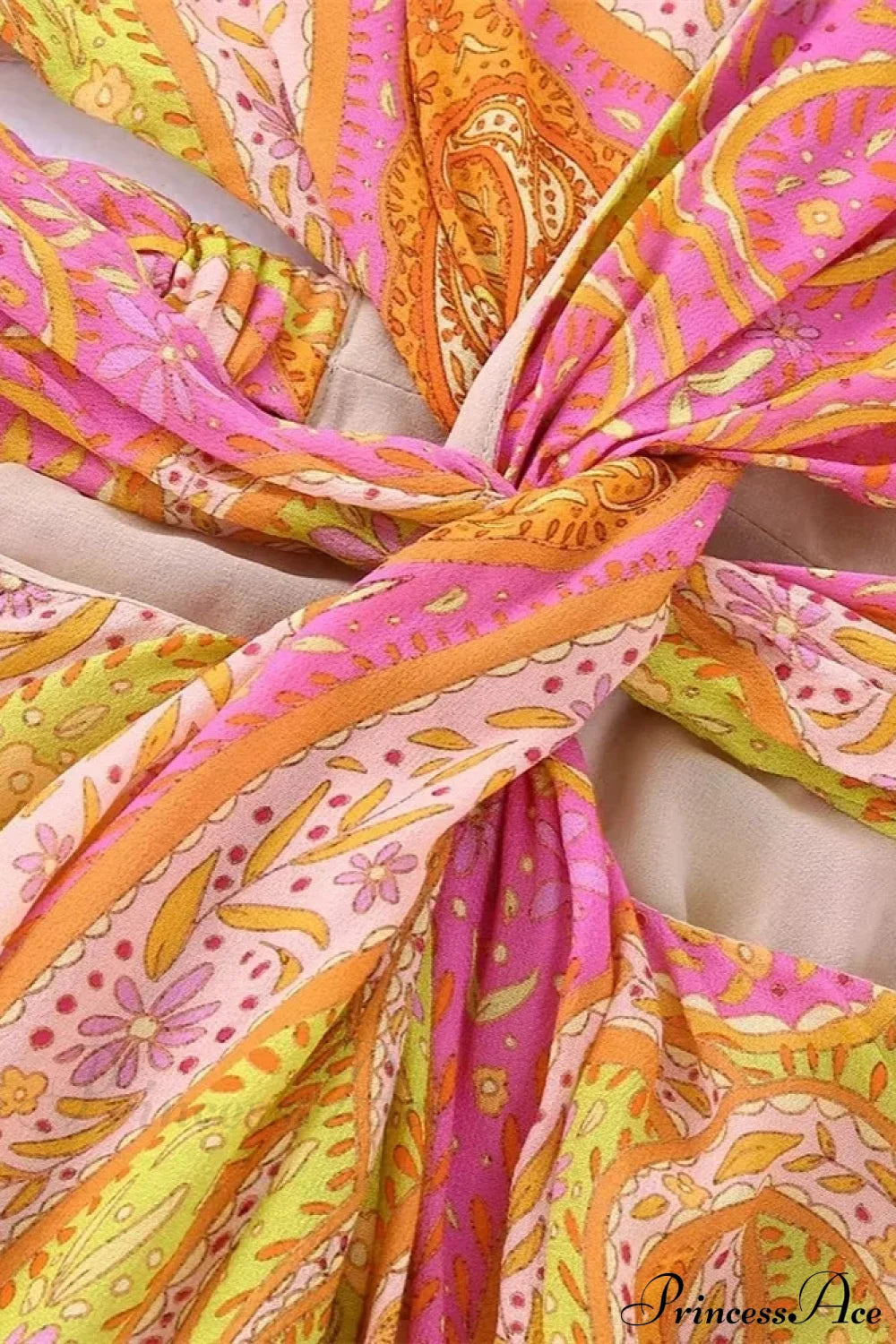 Legant Print Hollow Out Pleated Mini Boho Dress