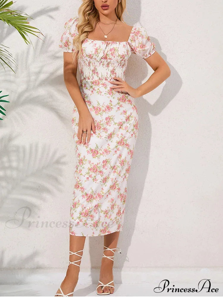 Lenni Elegant Midi Dress Print / L