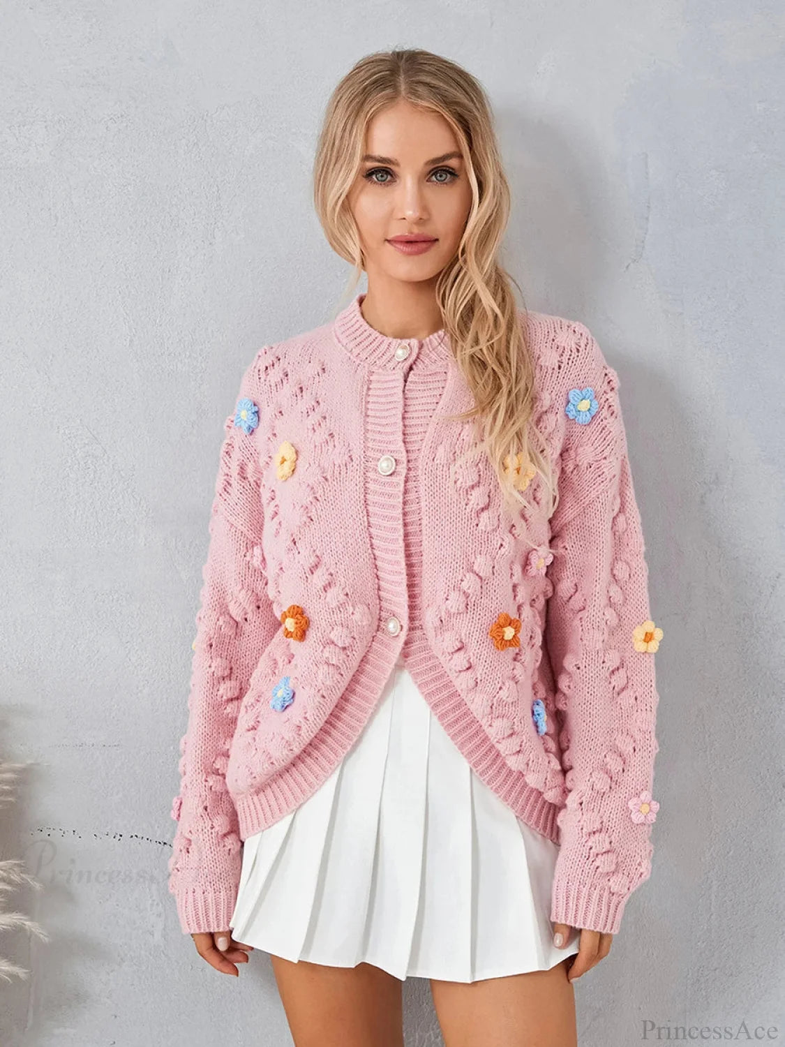 Leopard Print Button Cardigan Pink / One Size