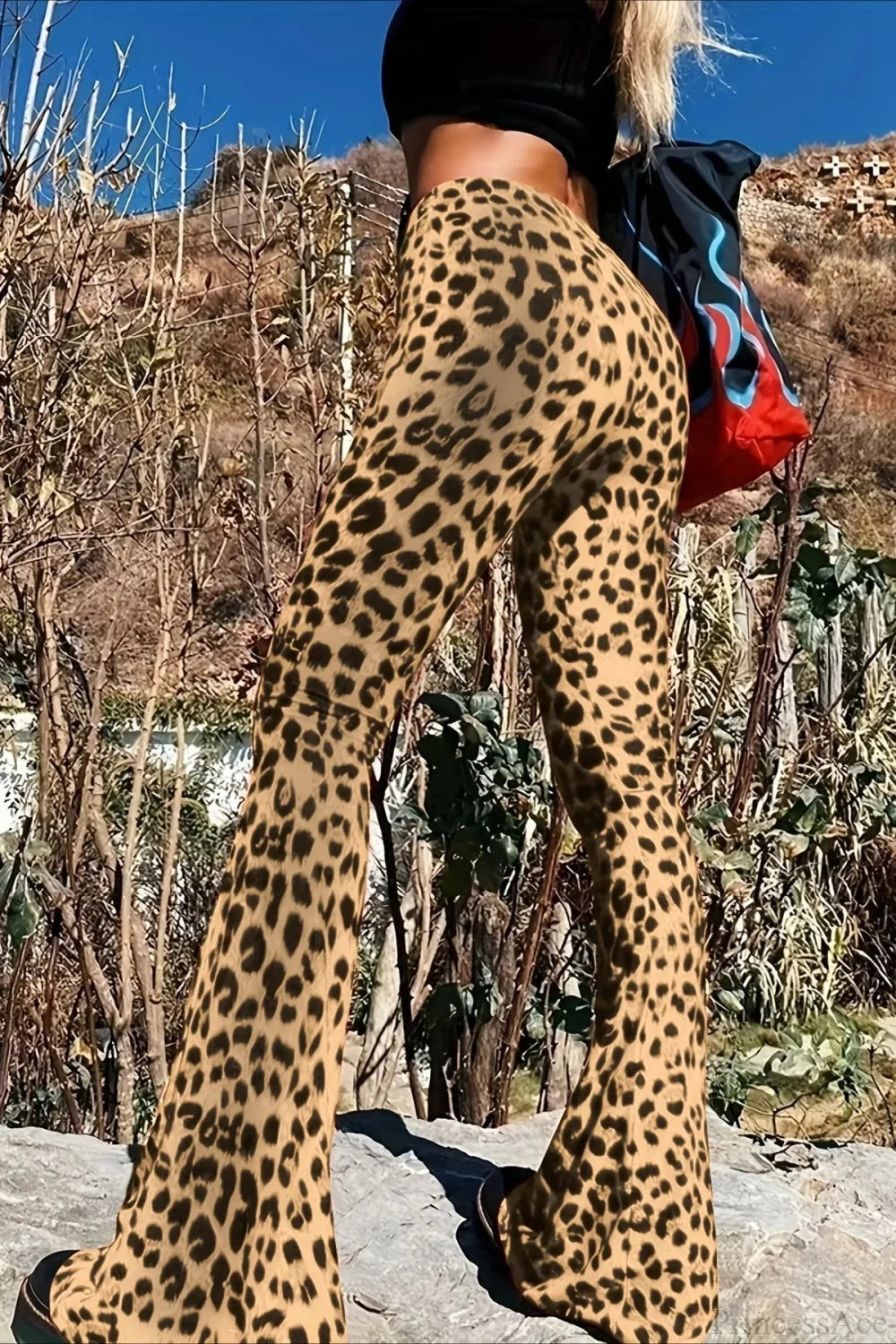 Leopard Print Flare Pant Yellow / XS