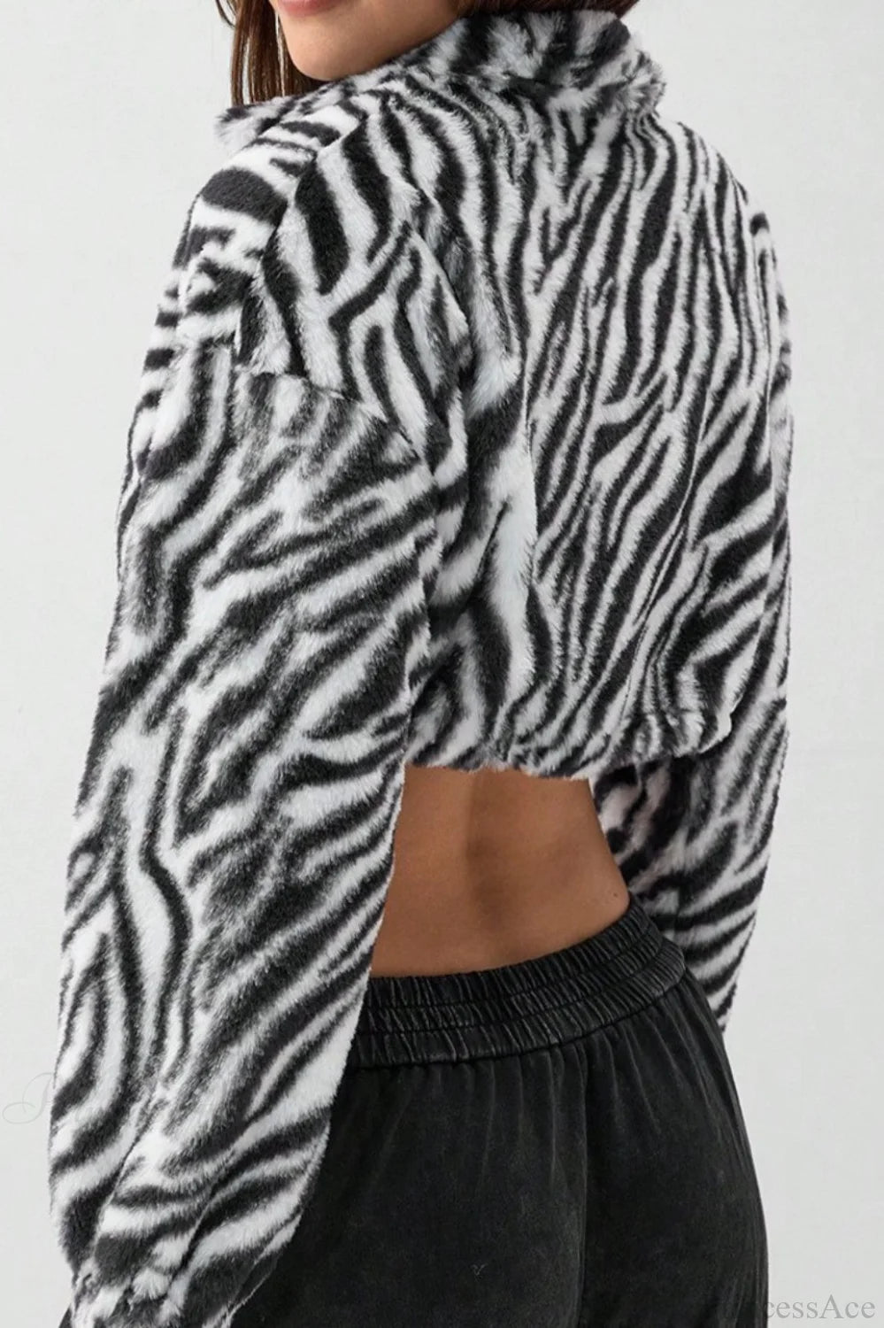 Leopard Print Fur Fleece-Lined Thickened Fluffy Jacket