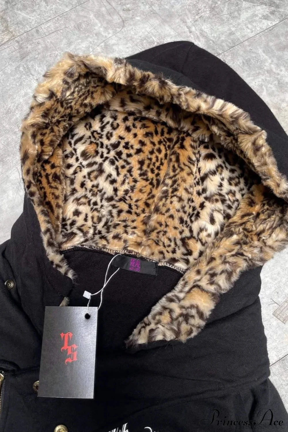 Leopard Print Streetwear Slim Asym Zip Hoodie