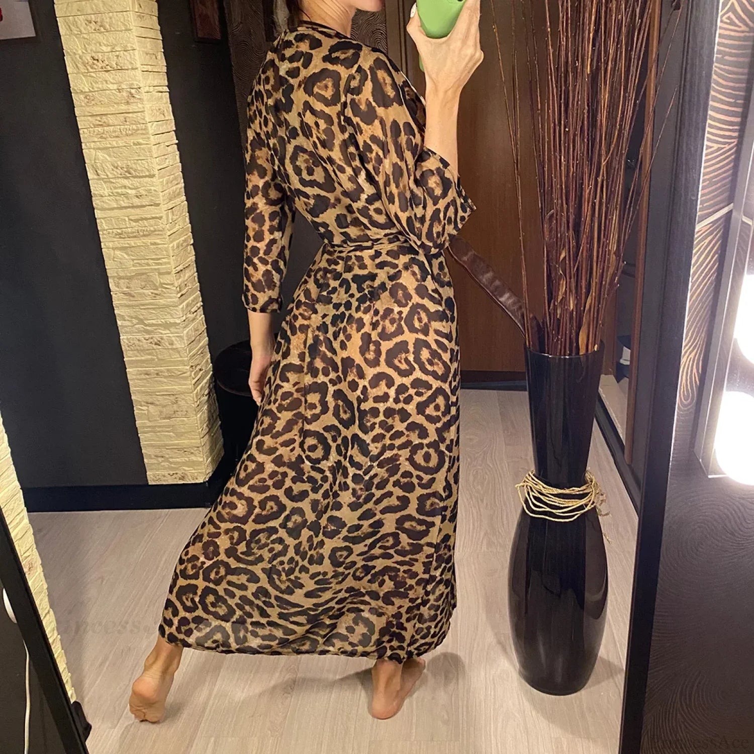 Leopard Print Swimsuit Beach Cover Up leopard / One Size