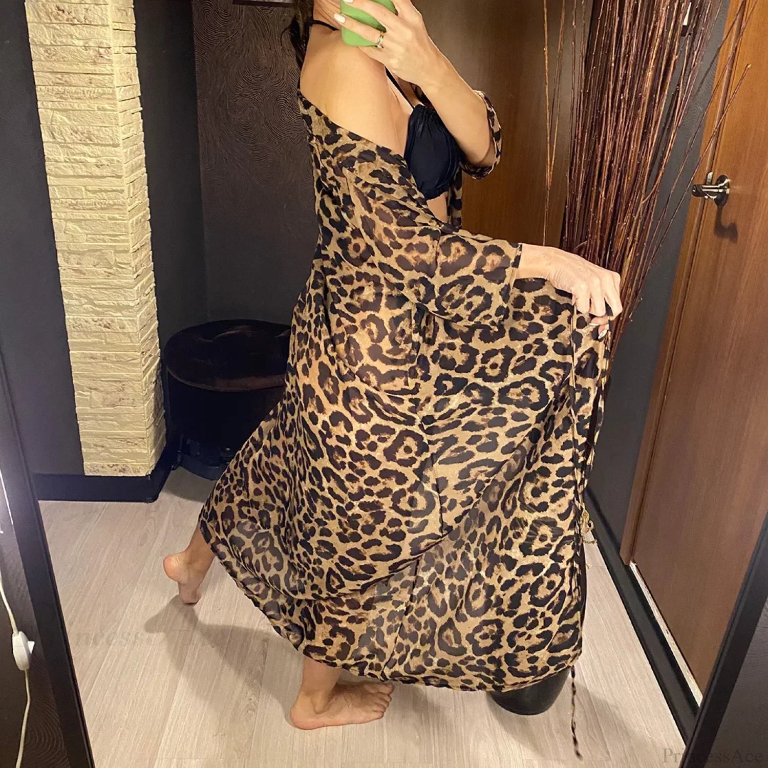 Leopard Print Swimsuit Beach Cover Up leopard / One Size