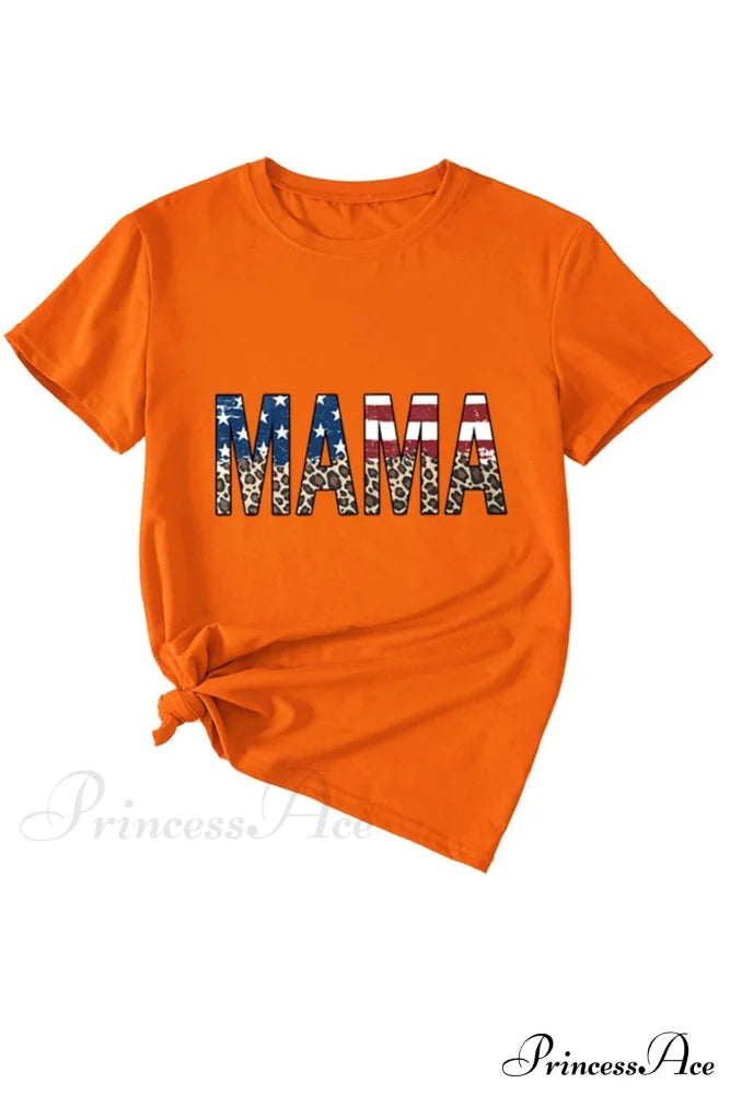 Leopard Print T-Shirt For Mama Orange / S Tees