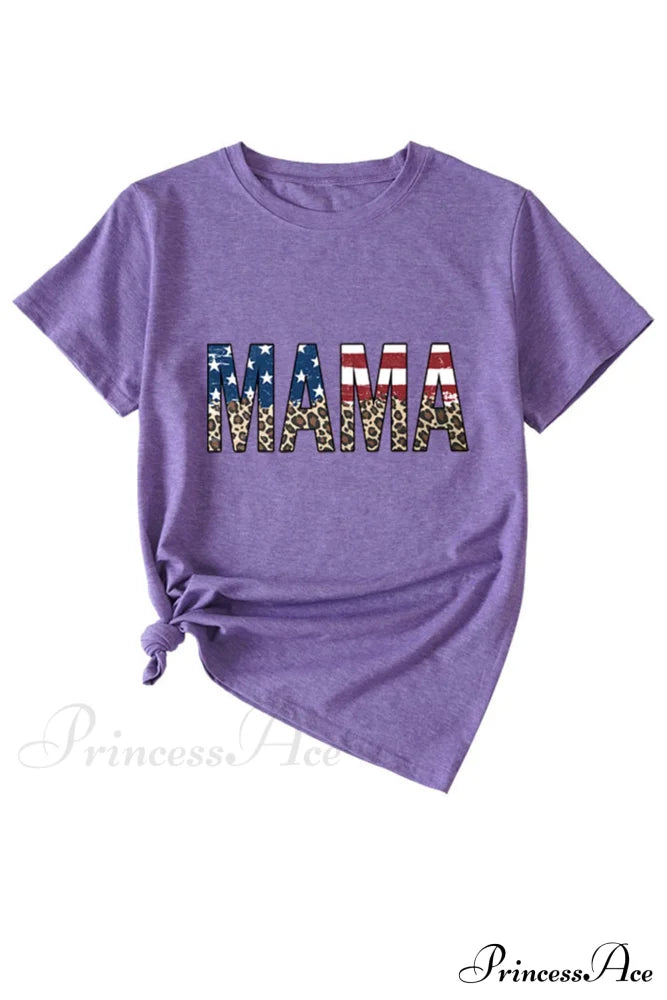 Leopard Print T-Shirt For Mama Purple / S Tees