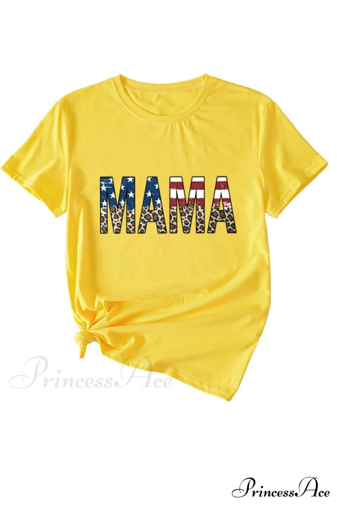 Leopard Print T-Shirt For Mama Yellow / S Tees